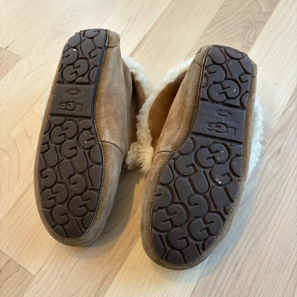 UGG Alina Sheepskin Moccasin Slippers Chestnut Cozy Fur Lined House Shoes US 7 - Picture 9 of 11